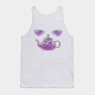 Magical soft night clouds tea set with dark background Tank Top